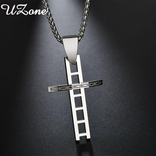 UZone Fine Fsahion Cross Necklace Stainless Steel Ladder Pendant For Women Prayer Jewelry Best Gift