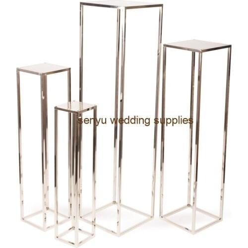 10pcs )Stand up wholesale iron metal rectangle gold flower stand centerpiece wedding senyu0