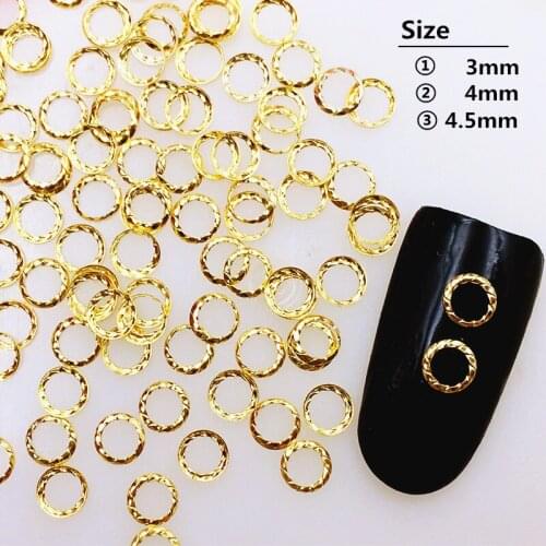 100pcs/bag New 3D Nail Art Decorarion Metal Alloy Japanese Gold Silver Mini Stud Rivet Kawaii Hollow Circle DIY Nail Accessories