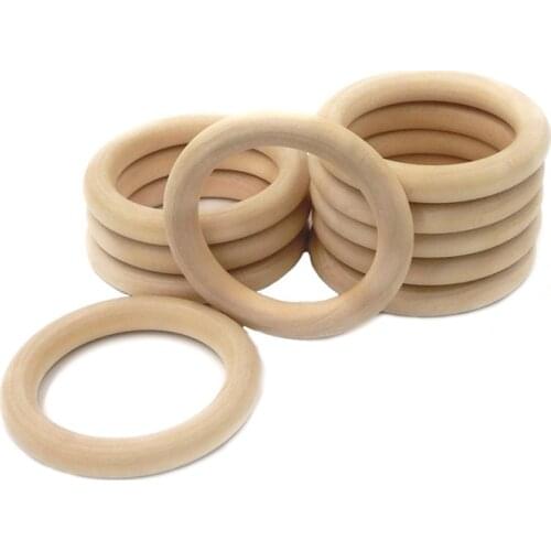 20pcs 25/30/35mm Wood Teether Rings Smooth Surface Natural Wooden Rodent Baby Teething Rings Toys DIY Making Baby Teether Toy