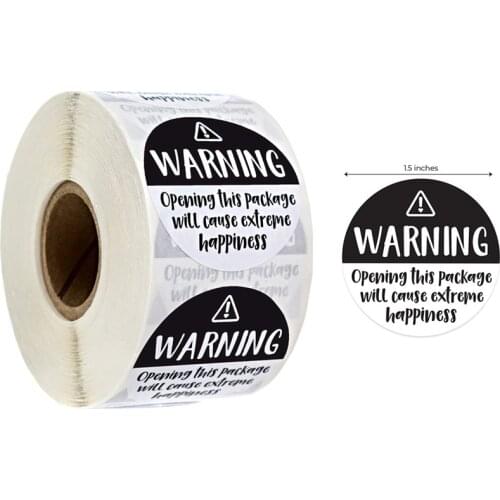 500pc Black White Adorable Warning Sticker Labels 1.5inch Extreme Happiness Labels for Business Gift Packaging Envelope Stickers