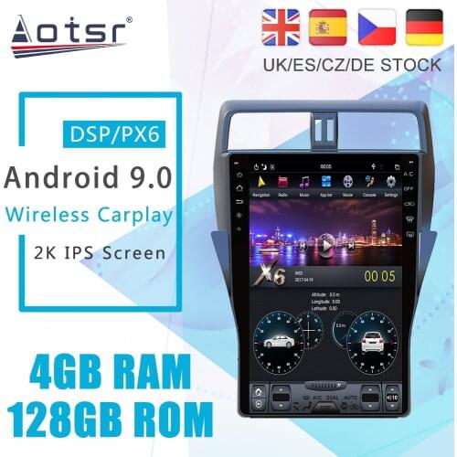 Android 9 128G PX6 Tesla Styel For Toyota Land Cruiser Prado 150 2018 - 2020 Auto Radio Car Multimedia Player DVD GPS Navigation