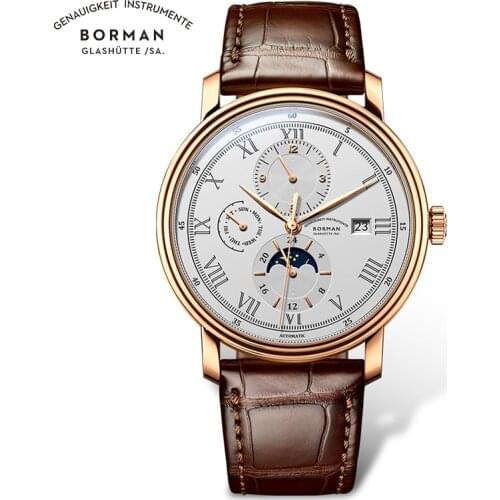 Borman Genuine Business Male Mechanical Watch Automatic Waterproof Ultra-Thin Sapphire Stainless Steel Fashion Men’s Watches