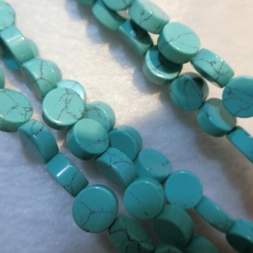 240pcs Flat Round Green Turquoises Natural Stone Loose Beads Accessories For Jewelry Making DIY Bracelet Necklace Free Shiping