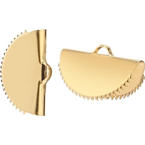 15mm/20mm Gold tone stainless steel Necklace Bracelet Ends Bead Caps Clasp Cord End Clamp Crimp 10pcs/lot