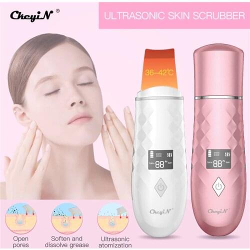 Ultrasonic Skin Scrubber Warmer Facial Cleanser Dirt Blackhead Removal Reduce Wrinkles Spots Face Whitening Lifting Machine 45