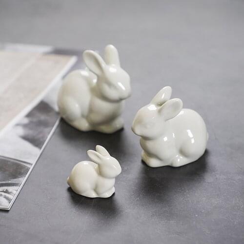 Hot New Ornaments Ceramics Childrens Cute Rabbit Animal Model Toy Doll Model Department Educational Toys Home Decors Decoration