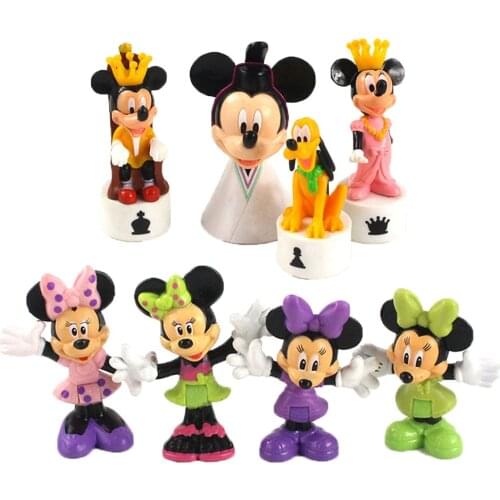 6-8cm 8pcs/lot Disney Figures Mickey Mouse Minnie Mouse Clubhouse Birthday Party Cake Decoration PVC Action Figure Toy for Kids
