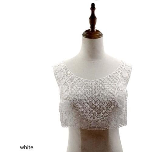 HOT Flower Neckline Collar Lace Applique Fabric for Fabric cloth Sewing On Home Textiles For wedding Dress craft Accessory