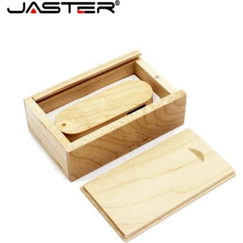 JASTER Custom Logo natural wood and wooden box 2.0 memory USB flash drive (4GB to 128GB, free shipping, fast delivery)