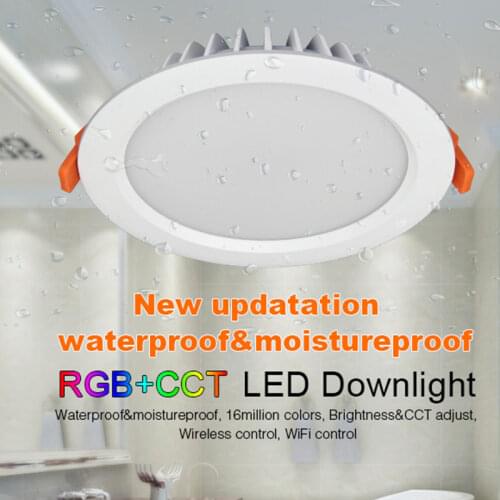 Miboxer Round 6W 15W RGB+CCT LED Downlight 110V 220V Moistureproof&Waterproof IP54 Ceiling Panel lamp 2.4G Remote/APP Control