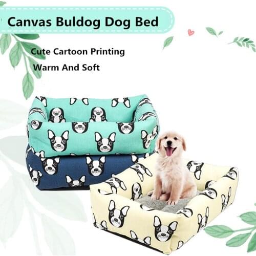 Soft Pet Dogs Beds Mats For Small Medium Dogs Canvas Buldog Puppy Bed Cat Pet Kennel Lounger Dog Sofa House For Cat Pet Products