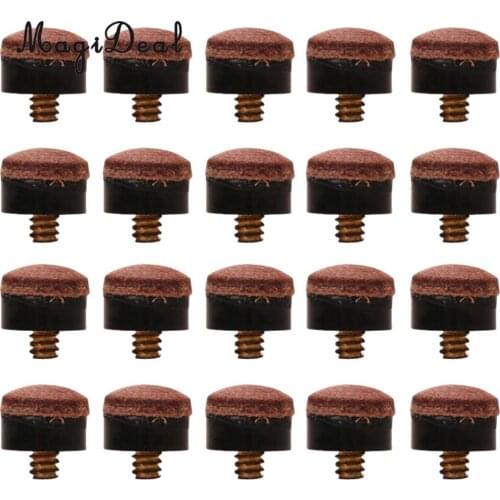 MagiDeal Premium 20 Pieces/Pack 12mm Billiards Screw-On Pool Cue Replacement Repair Tips