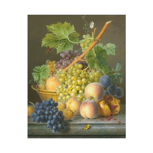 Still life Fruit Grapes Peaches Top Quality Needlework Embroidery art DIY Cross Stitch Kits 14CT Unprinted Decor Handmade