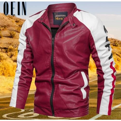 OEIN New Mens Fleece PU Leather Jackets Winter Motorcycle Coat 2021 Thermal Outerwear Male Military Jacket Mens Brand Clothing