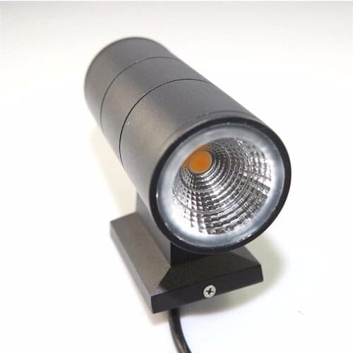Wholesale Retail Aluminum Black/Gray/White shell 14W 2x7W COB LED Outdoor lighting LED Wall lamp Dimmable Garden Porch Spotlight