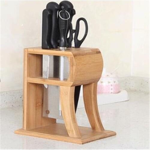 Space Rack Knife Holder Multi Function Kitchen Knives Support Storage Shelf Organizer Stand Bamboo Wood Knife Block Helpers