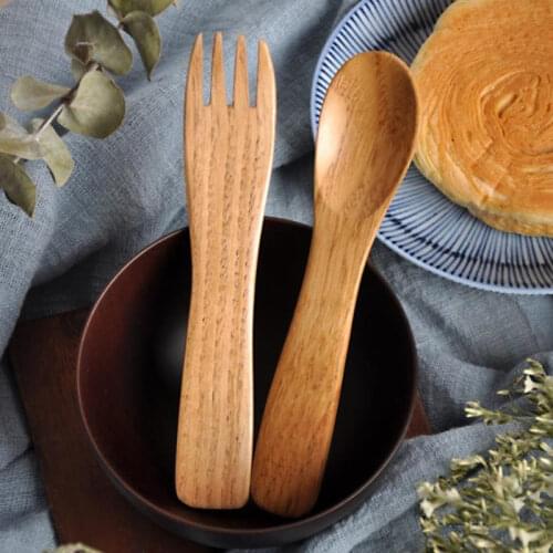Tableware Wood Fork Spoon Dessert Set Bamboo Kitchen Cooking Utensil Tools F20174027