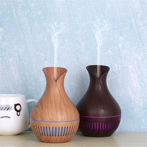 USB Wood Grain Essential Oil Diffuser Ultrasonic Humidifier Diffuser Aromatherapy Mist Maker with LED Cool Mist Car Diffuser