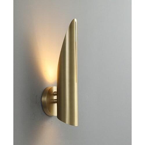 Post-modern simple bedside lamp Luxury living room corridor aisle background wall full copper decoration interior wall lamp