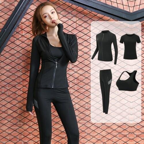 Autumn Women Sportswear Tracksuit Zip Up Jacket Yoga Bra Sweatshirt Elastic Leggings Jogger Running Gym Workout Outfit Sport Set