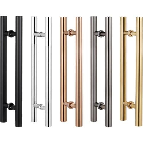 JACHOR Oval Shape Glass Door Handles Stainless Steel Barn Doors Pull Handle Set Shower Door Hardware Fittings
