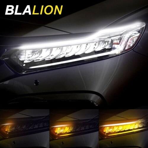 LED Car DRL Turn Signal Light Daytime Running Lights Waterproof Flexible Strip Lights 12V Auto Signal Lamp Headlight Accessories