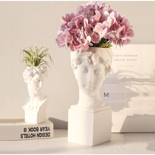 30cm Resin Vase Northern Europe Home Decoration Makeup Brush Holder Storage Box Flower Pot Pen Holder Sculpture Statue White