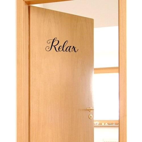 YOJA 22*9.6CM Fashion RELAX Written Words Graphical Door Sticker Wall Decal Black A40176
