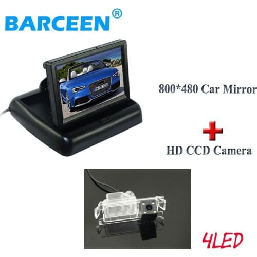4 led car reserve rear camera +4.3" car screen monitor for Kia K2 Rio hatchback ceed 2013 for Hyundai Solaris(verna) hatchback