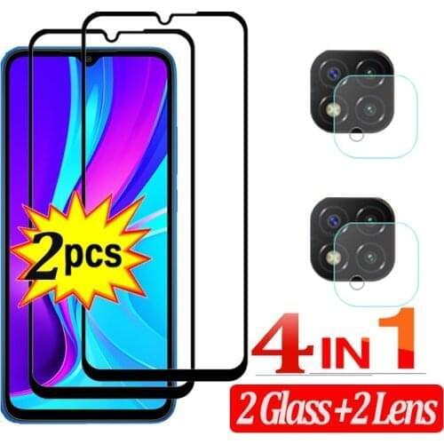4-in-1 For Xiaomi Redmi 9 Glass For Redmi 9 Tempered Glass HD 9H Screen Protector For Note 9 S 8 T Pro Redmi 7 8 A 9 Lens Glass