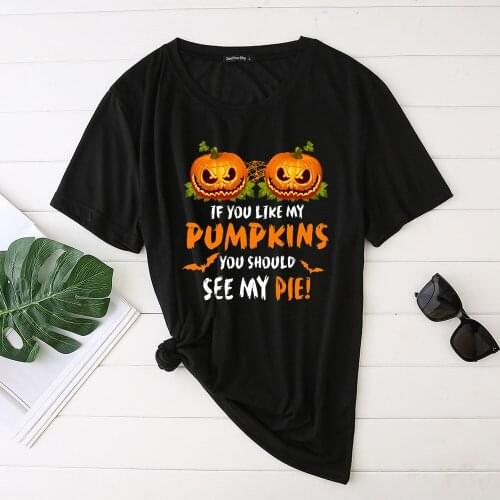Halloween Pumpkin Women Aesthetic T-shirt Graphic Short Sleeve T Shirts Thankful Everything Camisetas