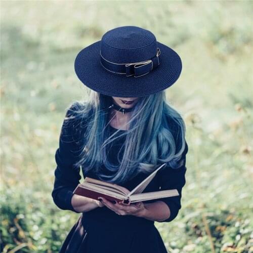 Jovivi 1x Women Straw Sun Hat Summer UV Protection Hats Block Hat Vacation Beach Seaside Girl Bow Hat Casual Simple Fashion Caps