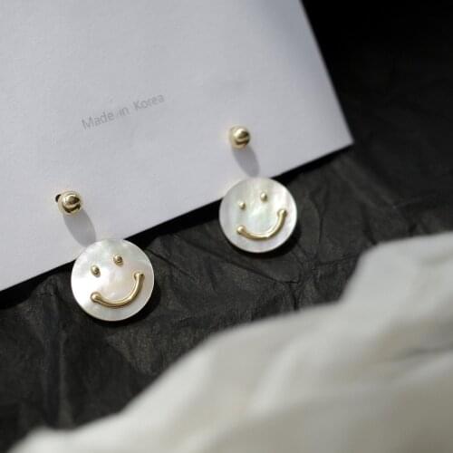 XIYANIKE Vintage Gold Color Smile Round Enamel Alloy Stud Earrings 2021 New For Women Girls Gift Fashion Party Wedding Jewelry