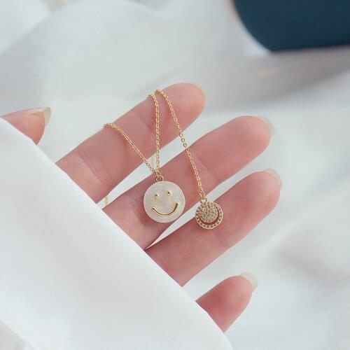 2021 New Fashion Brand Jewelry Elegant Shell Smile Pendant&necklaces for Women Delicate Zirconia Charm Choker Necklaces