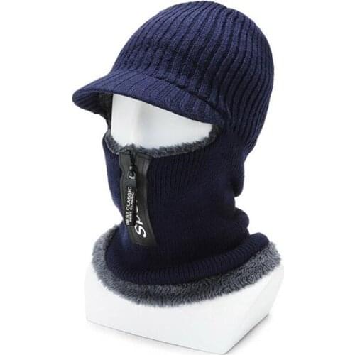 Winter Knitted Hat Beanies For Men Women Earmuffs Hats Warm Thick Velvet Thermal Cold-proof Neck Guard Hooded Cap Couple Ski Cap