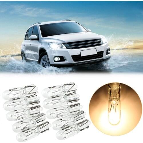 10pcs Car Instrument Lamp Warm White Color Light Source T5 286 Halogen Bulb 12V Auto Lamps Side Wedges Lights 1.2W
