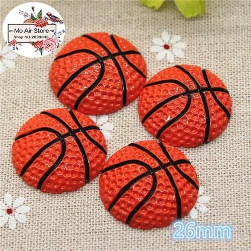 10pcs Resin basketball sports flat back Cabochon Art Supply Decoration Charm Craft DIY 26mm