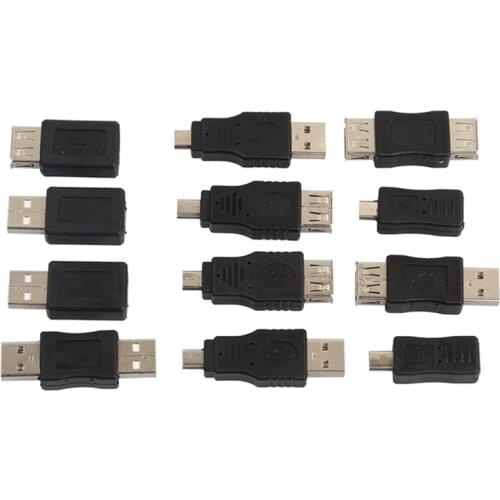 12Pcs USB Adapters Set 12 in 1 OTG USB2.0 Mix Adapters Kit OTG Mini Adapter Converter Male to Female Mini USB Adapter
