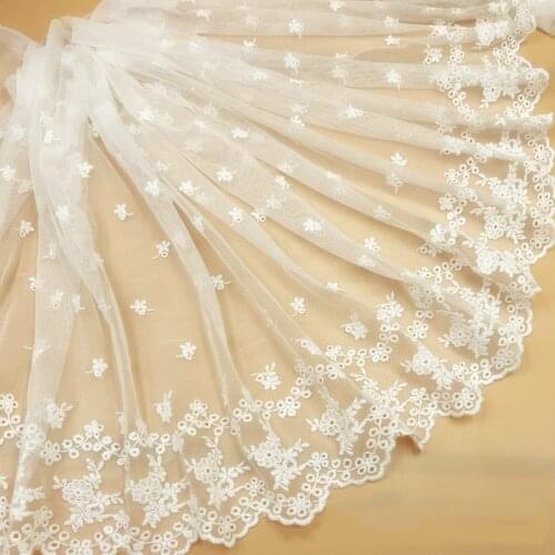 Free Shipping Super Widely Mesh Embroidered Wedding Dress Skirt Hem Lace Fabric Accessories Princess Dress Width 45cm 2Yds/lot