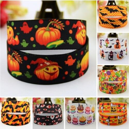 22mm 25mm 38mm 75mm Ruban Halloween haunted pumpkin Cartoon Character printed Grosgrain Ribbon party decoration 10 Yards Mul118