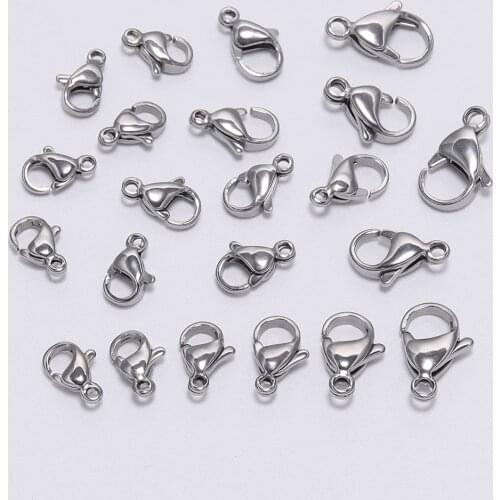 30pcs/lot Stainless Steel Lobster Clasps Hooks Connector For DIY Necklace Bracelet Jewelry Making Findings Accessory Supplies