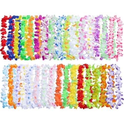 50/100pcs Hawaiian Leis Garland Artificial Flower Necklace Birthday Bridal Summer Party Hawaii Beach Decoration Supplies