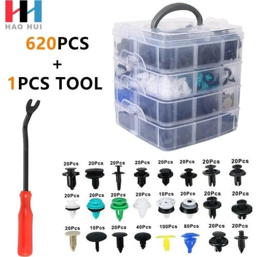 620pcs Mixed Auto Fastener Clip Car Body Push Retainer Pin Rivet Bumper Door Trim Panel Retainer Fastener Kit Car Accessories