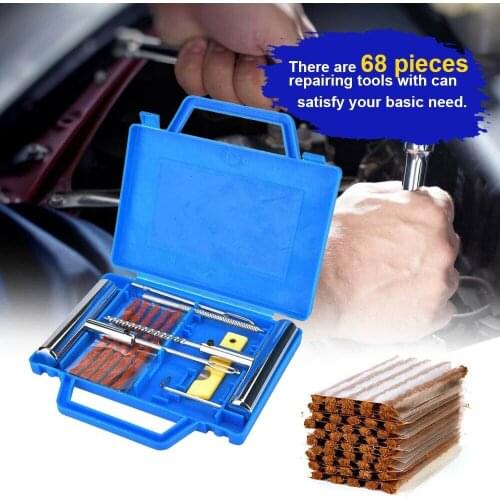 68Pcs Tire Repair Tool Kit Heavy Duty Tubeless Tyre Puncture Plug Flat Fix for Car Van Motorcycle Bike Home Plug Patch