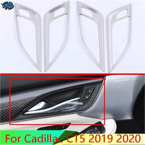 For Cadillac CT5 2019 2020 Car Accessories Stainless Steel Inner Door Handle Cover Catch Bowl Trim Insert Bezel Frame Garnish