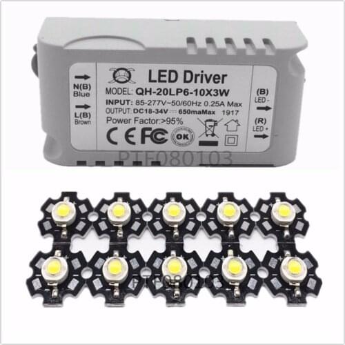 10pcs 3W White 10000-15000K led chip and with 1pcs 6-10x3W led driver for DIY
