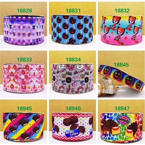 Free shipping 50 yard cartoon printed grosgrain ribbon 18947