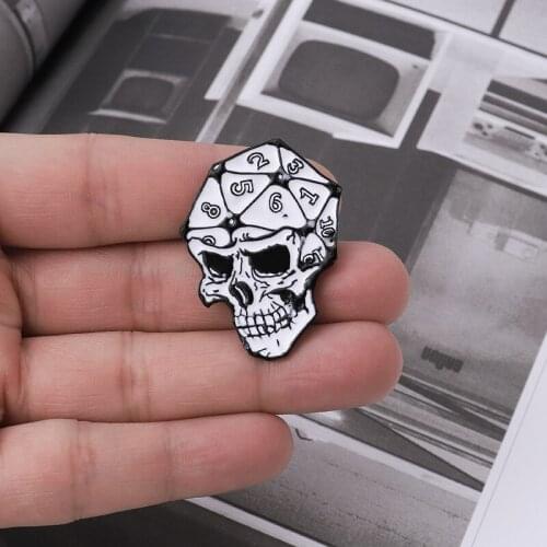 Skull Enamel Pins Lapel Pins Badges Dice Brooches Jewerly for Jeans Bags Accessories Skeleton Numbers Head Lapel Pins