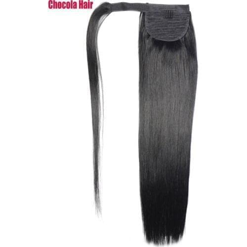 Chocola 16"-28" 100g Brazilian Machine Made Remy Hair Magic Wrap Ponytail Clip In 100% Human Hair Extensions Horsetail Stragiht